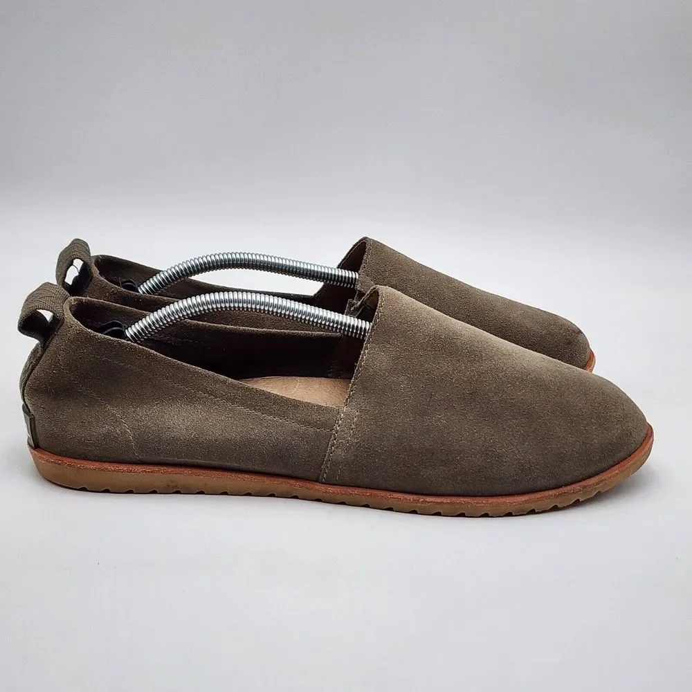 Sorel Ella Green Suede Leather Flat Comfort Slip On Gorpcore Casual Women's 10